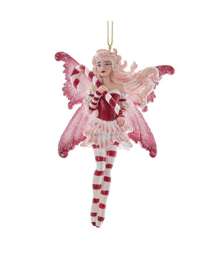 Red Fairy With Candy Cane Ornament