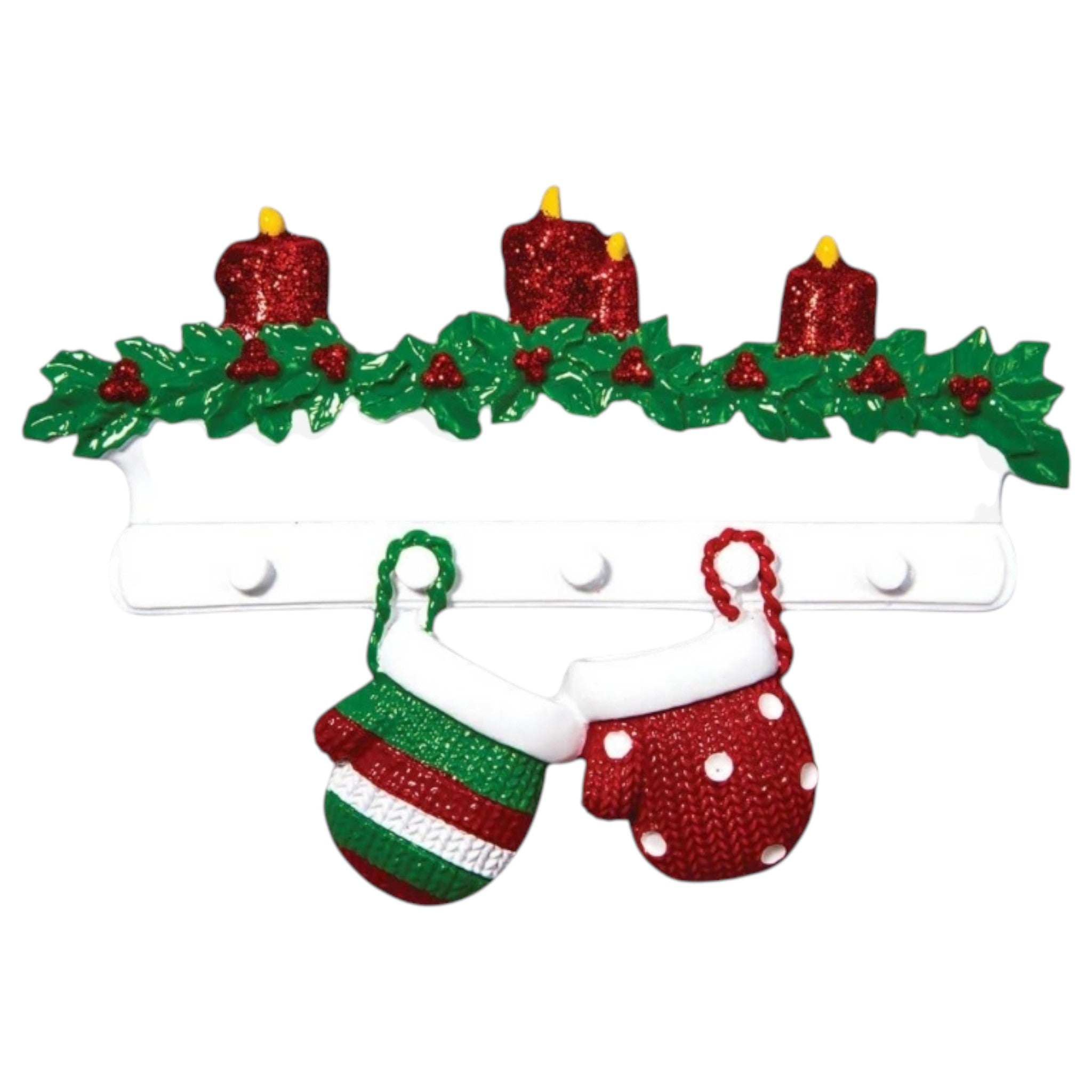Red & Green Mitten Family of 2 Ornament