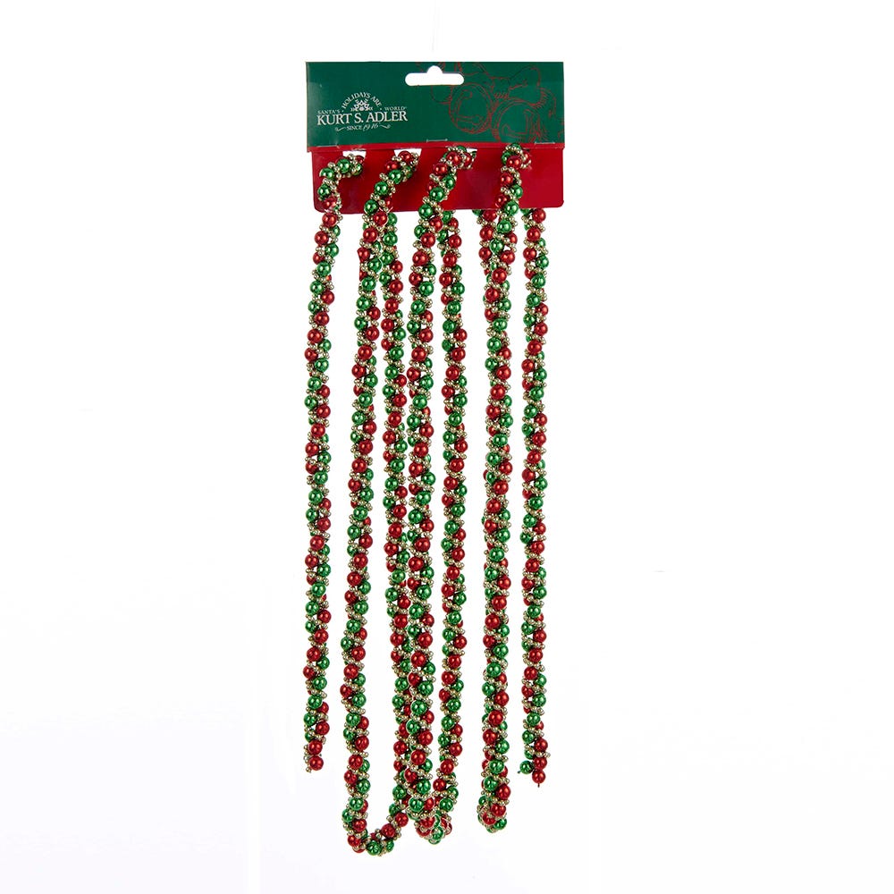 Red, Green and Gold Bead Twisted Garland