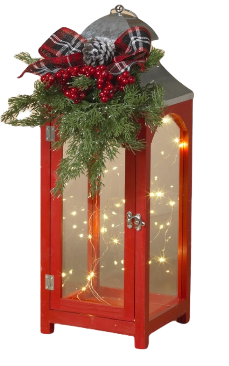 Red Holiday Lantern B/O