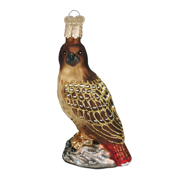Red-Tailed Hawk Glass Ornament