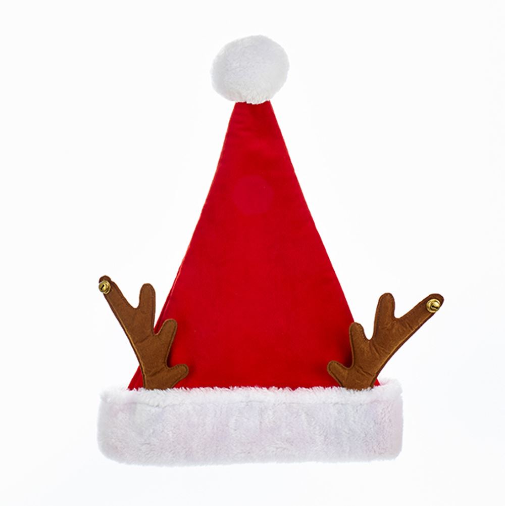 Red Velvet Santa Hat With Antlers
