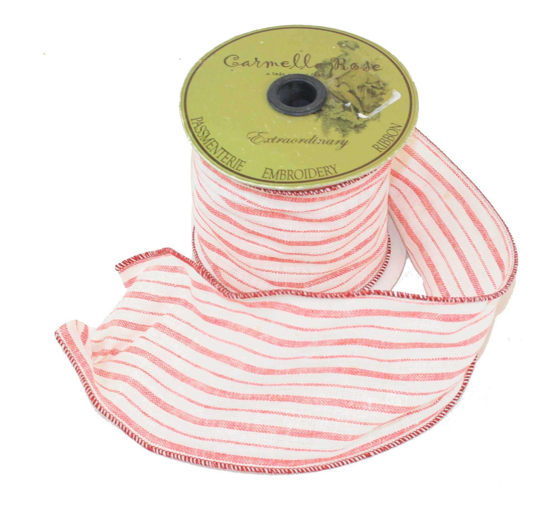 Red & White Wire Ribbon - per yard