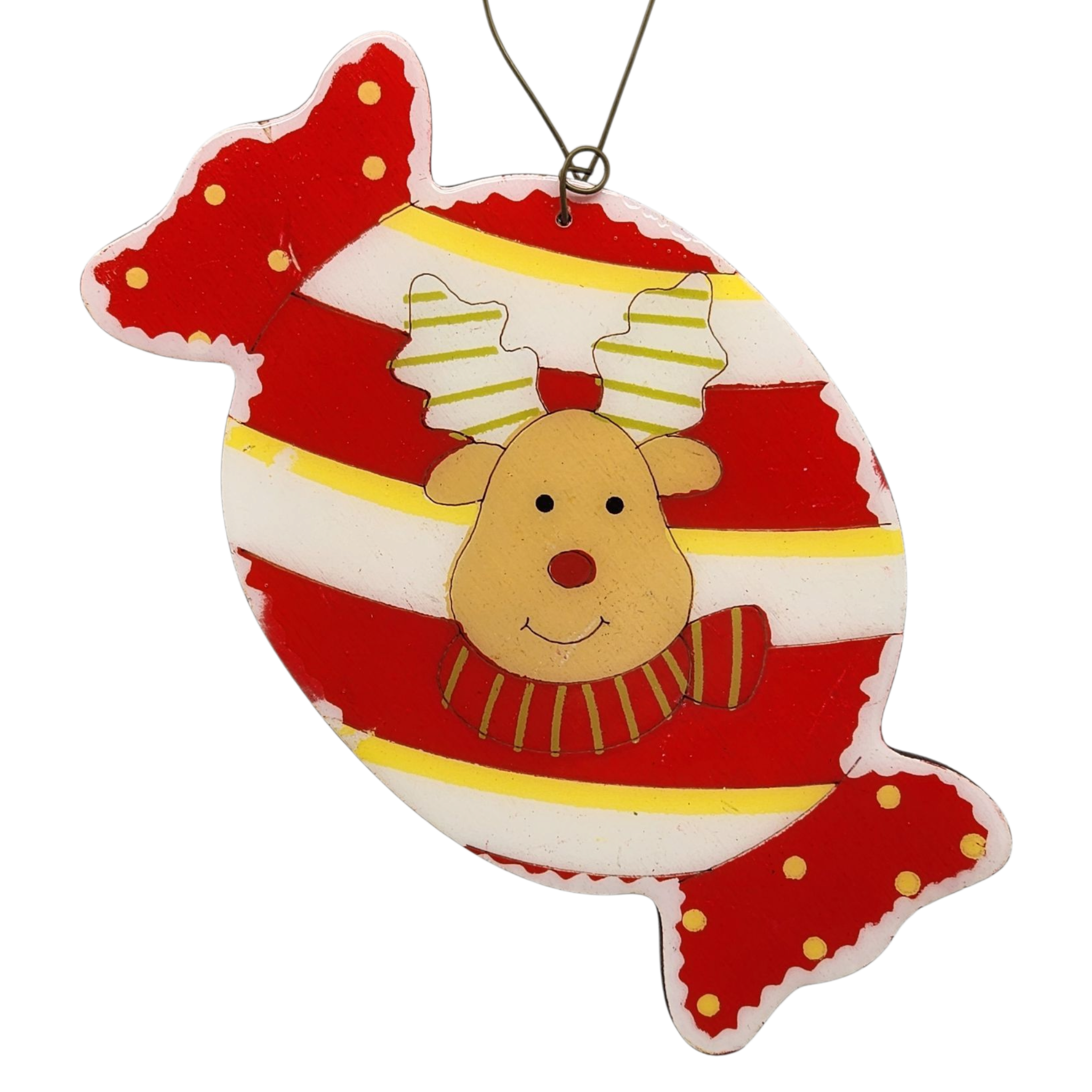 Reindeer Candy Delight Wooden Ornament