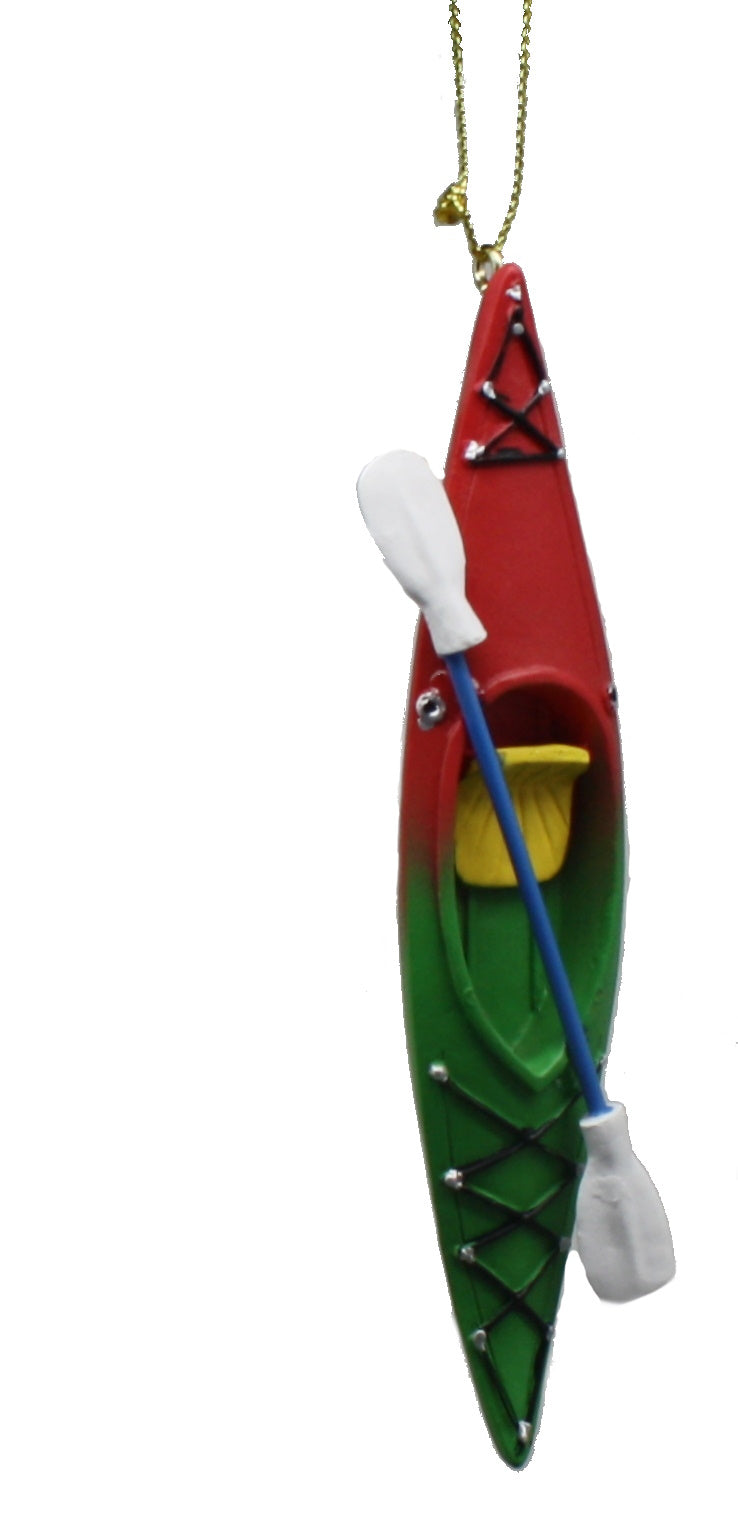 Resin 5 Inch Kayak Ornament - Green