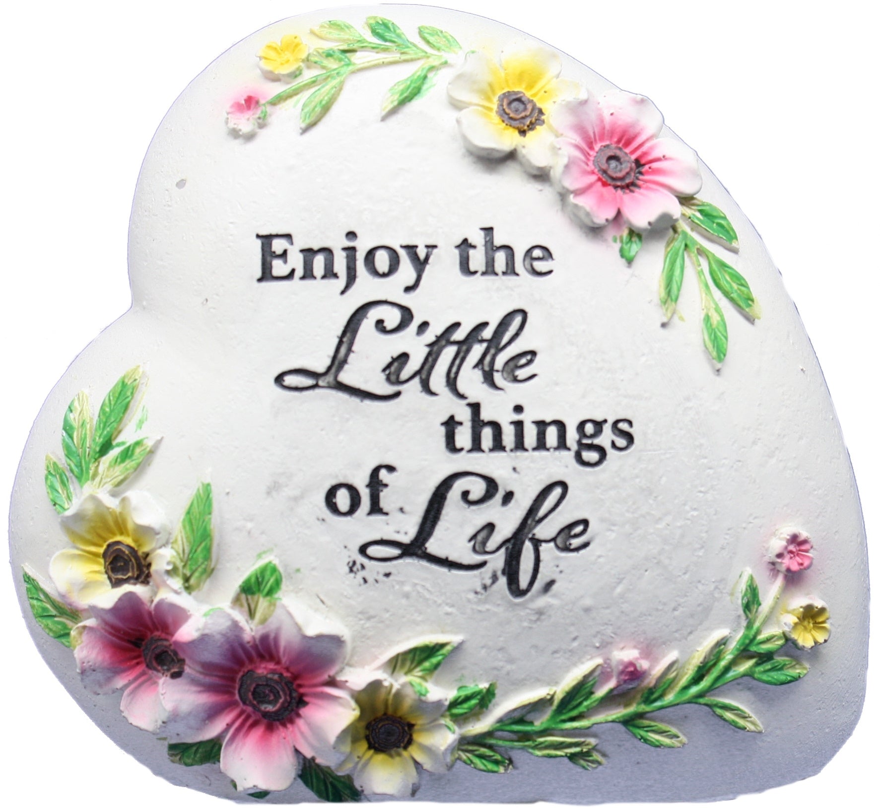 Resin Inspirational Heart Stone - Enjoy the Little things of Life