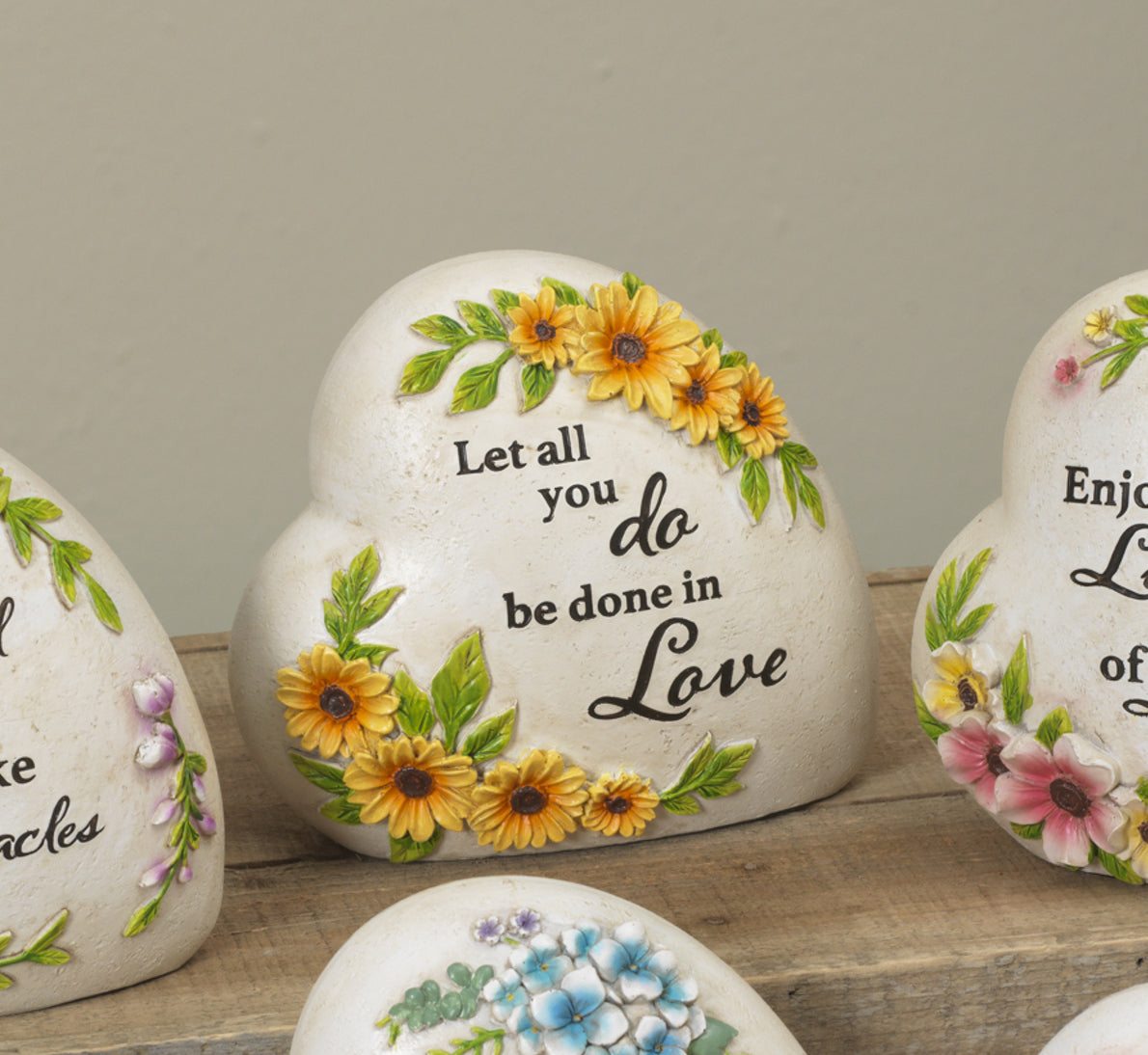 Resin Inspirational Heart Stone - Let all you do be done in Love