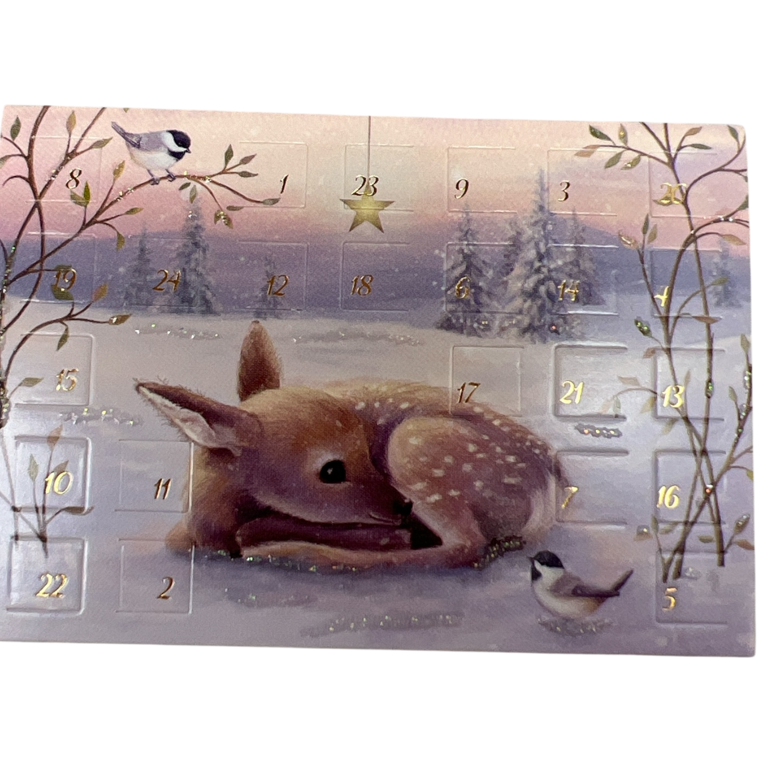 Resting Fawn Winter Miniature Advent Calendar Card