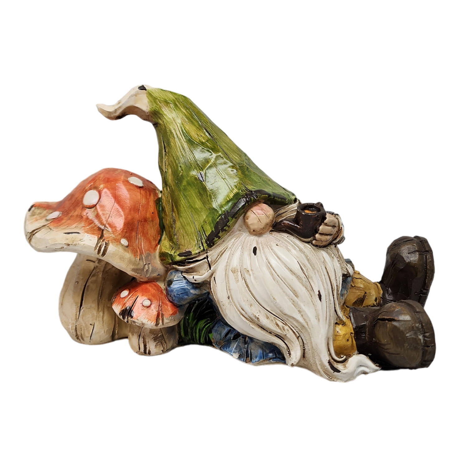 Resting Garden Gnome - 8 Inch - Mushroom