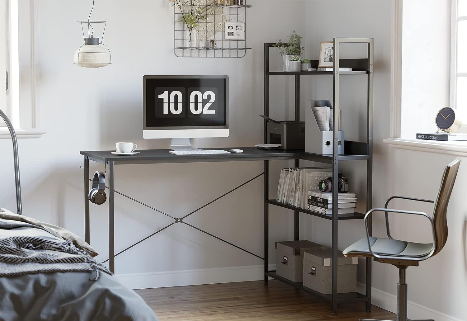 Reversible Small L Shaped Computer Desk with Storage