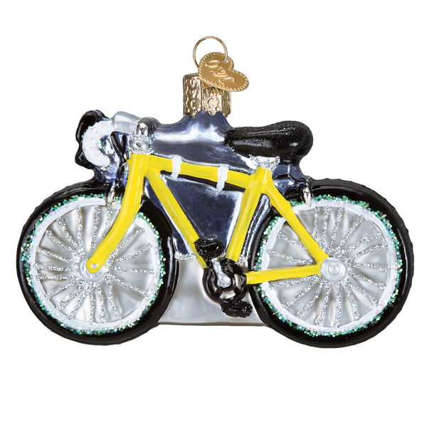 Road Bike Glass Ornament