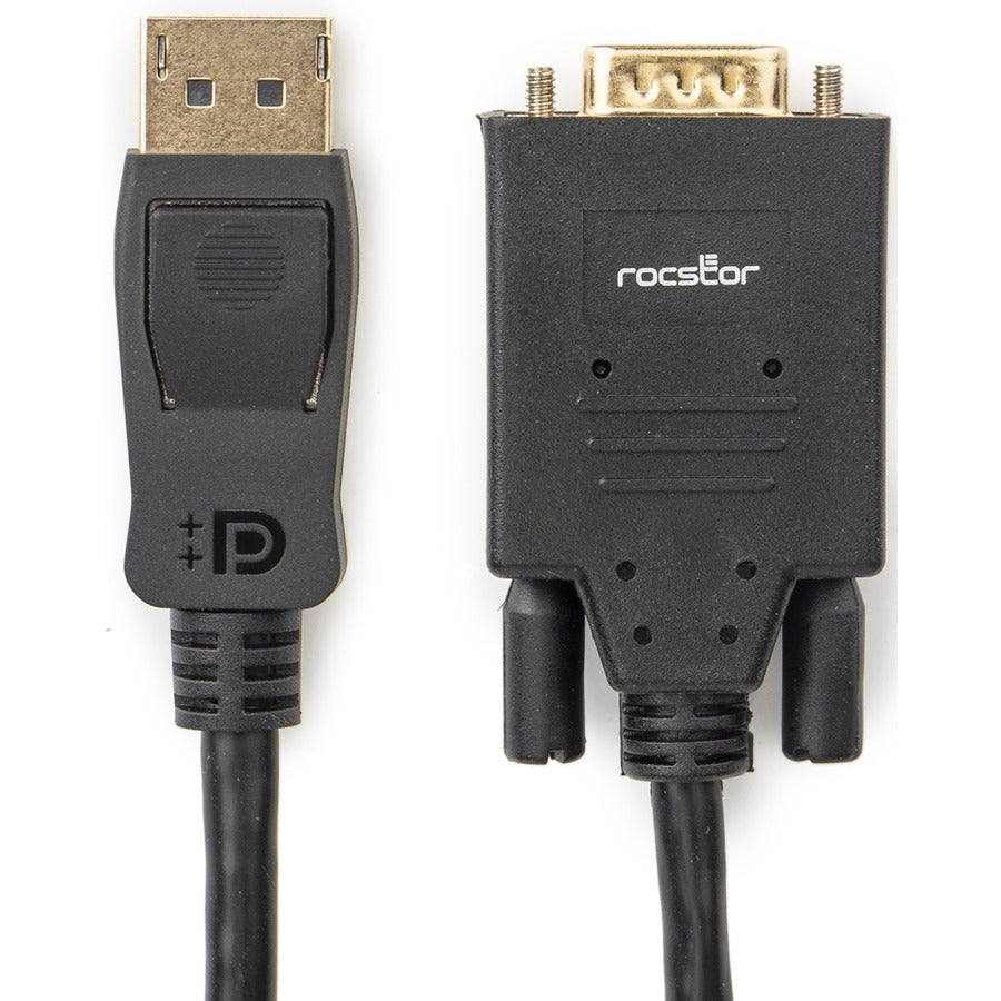 Rocstor Premium 6 Ft Displayport To Vga Cable M/M- Displayport To Vga Supporting 1920X1200 1080P At 60Hz - Dp/Vga Cable For Notebook, Computers, Projector, Tv, Video Device - 6 Ft (1.83M) - 1 Retial Pack - Gold Platted - 1 X Displayport Male Digital Audio