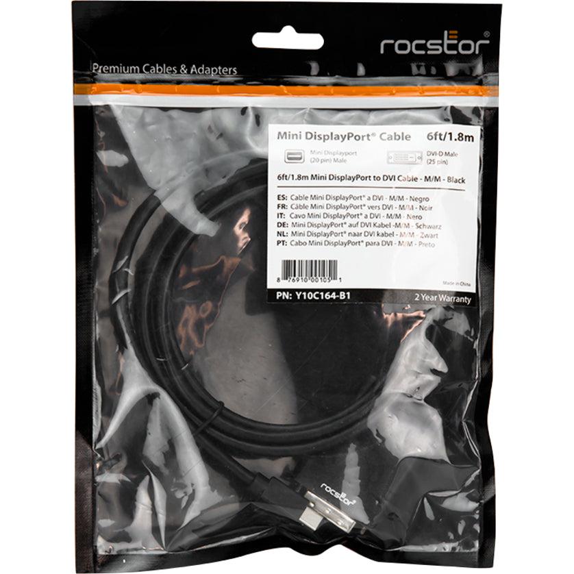 Rocstor Premium 6 Ft Mini Displayport To Dvi Cable - Mini Displayport To Dvi Cable Supports 1920X1200 1080P Resolution- Mdp To Dvi Cable For Notebook, Ultrabook, Tv, Projector, Monitor, Video Device, Macbook, Macbook Pro - 6 Ft (2M)- 1 Pack - Gold Plated