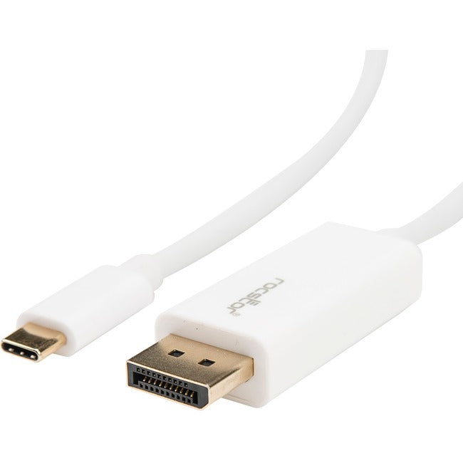 Rocstor Premium 6Ft / 2M Usb Type C To Displayport Cable - Usb C To Dp Cable - 4K 60Hz - White - Displayport/Usb For Video Device, Monitor, Workstation, Projector, Macbook, Chromebook, Notebook, Ultrabook, Tv - 6Ft - 1 Pack - 1 X Type C Male Usb - 1 X Dis