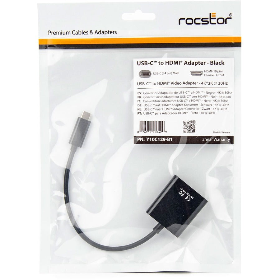 Rocstor Premium USB-C to HDMI Adapter M/F - 6 - 4K 60Hz" Y10C129-B1