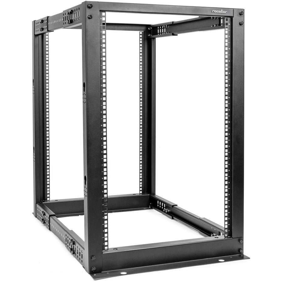 Rocstor SolidRack 18U Adjustable Depth Open Frame 4 Post Rack w/ Casters - Adjustable