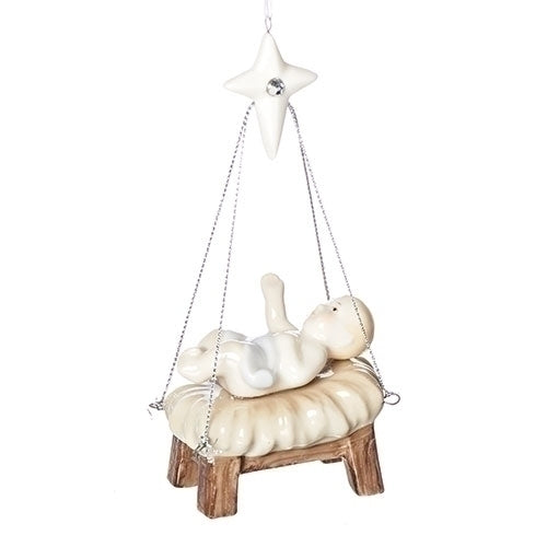 Roman 2.5" x 2" Ceramic Baby Jesus Star of Bethlehem Ornament