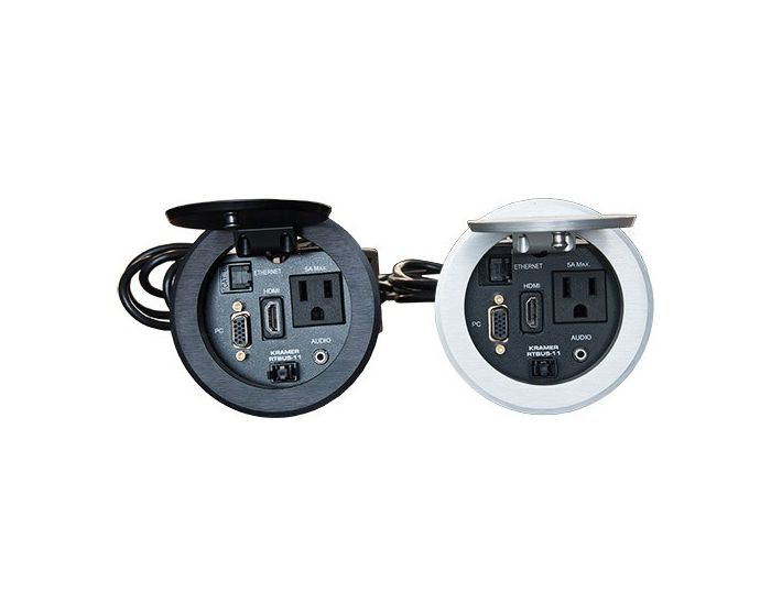 Round Cable Well With Ports For,1X120Vac Hdmi Vga 3.5Mm Audio Rj45