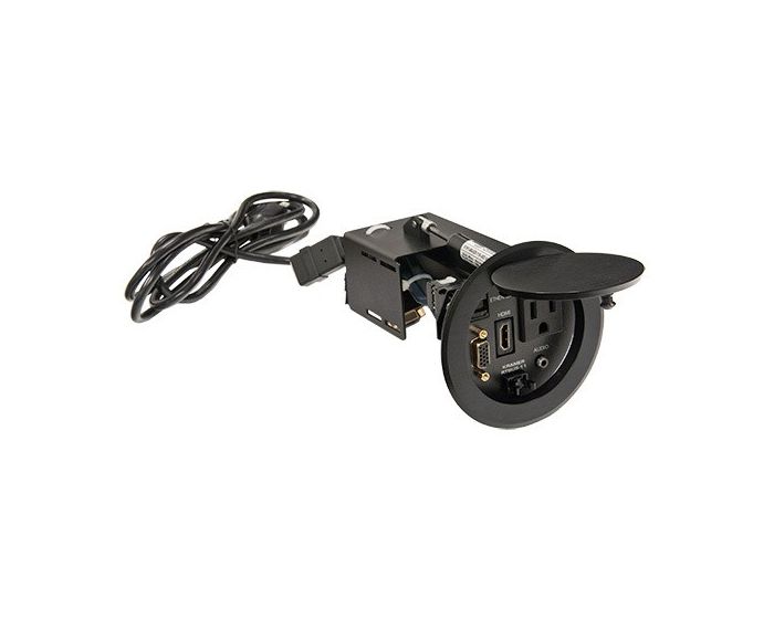Round Cable Well With Ports For,1X120Vac Hdmi Vga 3.5Mm Audio Rj45