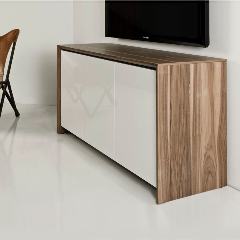 Salamander Barcelona 617 AV Cabinet Natural Walnut Gloss White – Modular Hi-Fi Storage