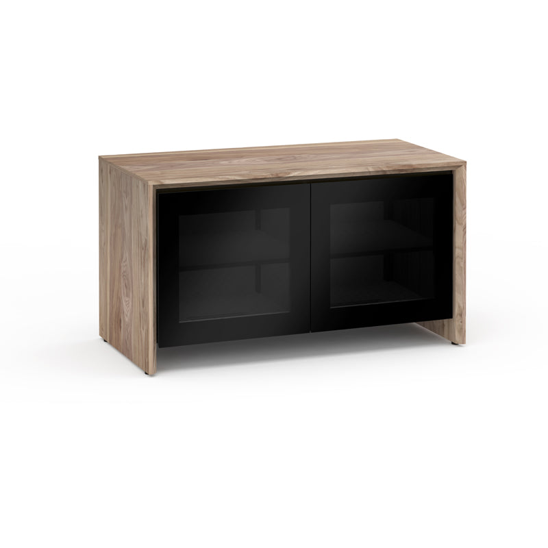 Salamander Barcelona 221 Media Cabinet Natural Walnut Black Glass