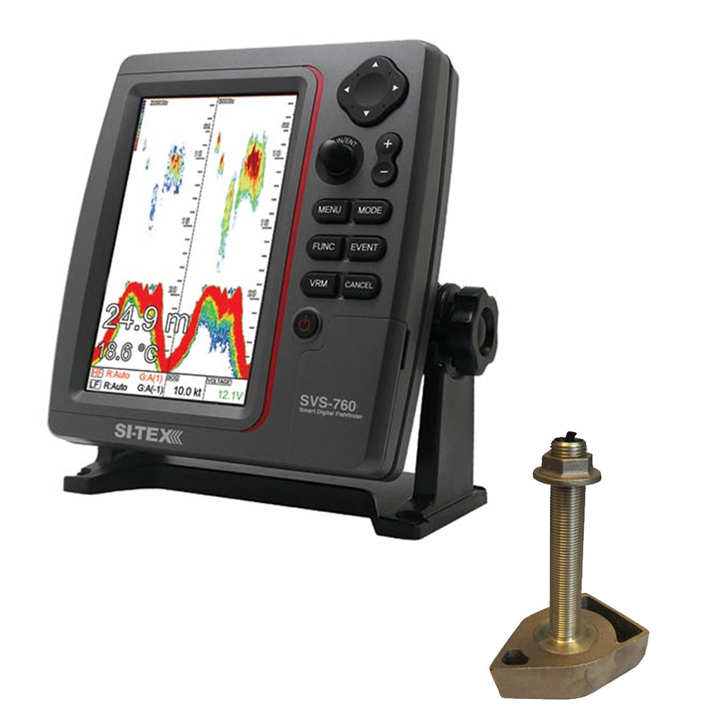 SI-TEX SVS-760 Dual Frequency Sounder 600W Kit w/Bronze Thru-Hull Temp Transducer -