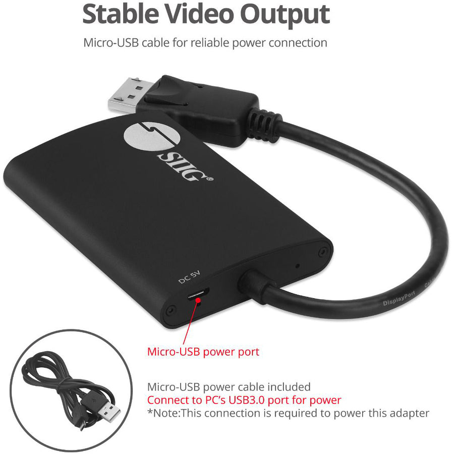 SIIG 4K 1x2 DisplayPort 1.2 to DisplayPort MST Splitter CE-DP0H11-S1