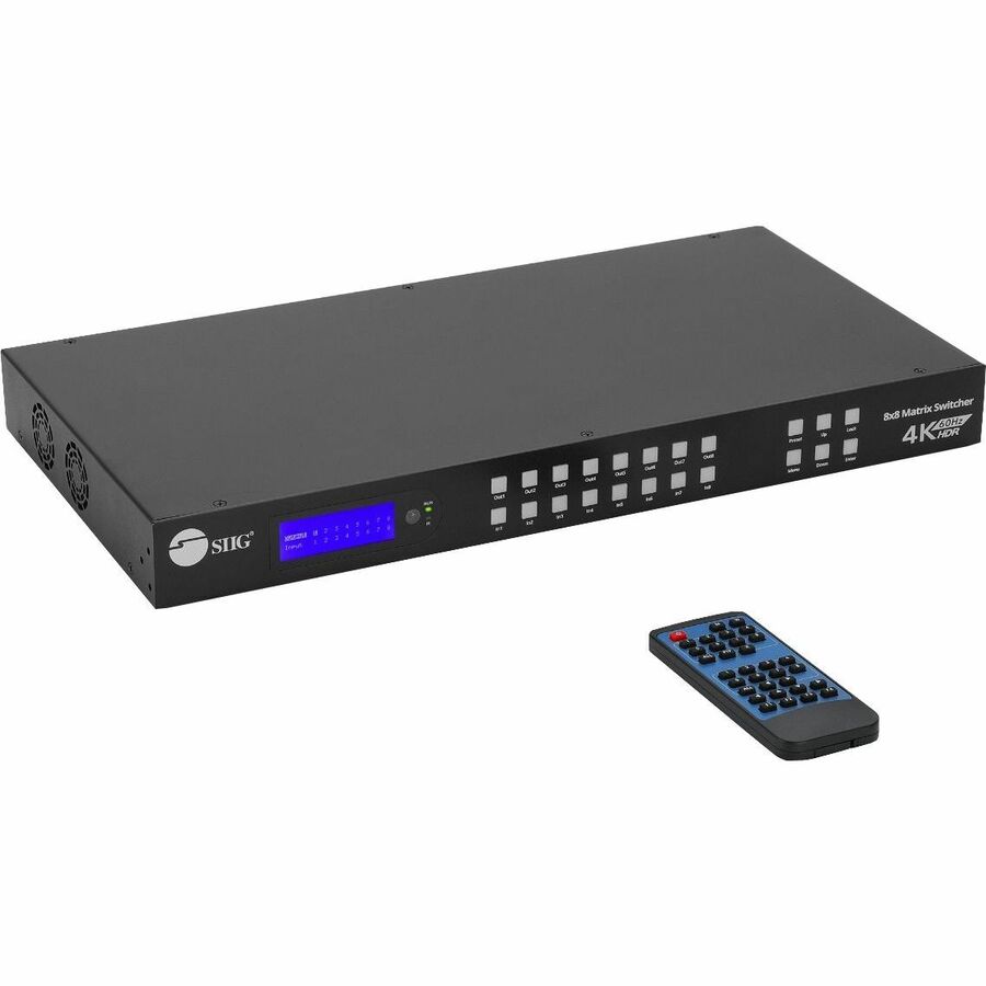 SIIG 8x8 HDMI 4K60Hz Matrix Switcher with LCD - 18Gbps- Downscaling- EDID Management - ARC