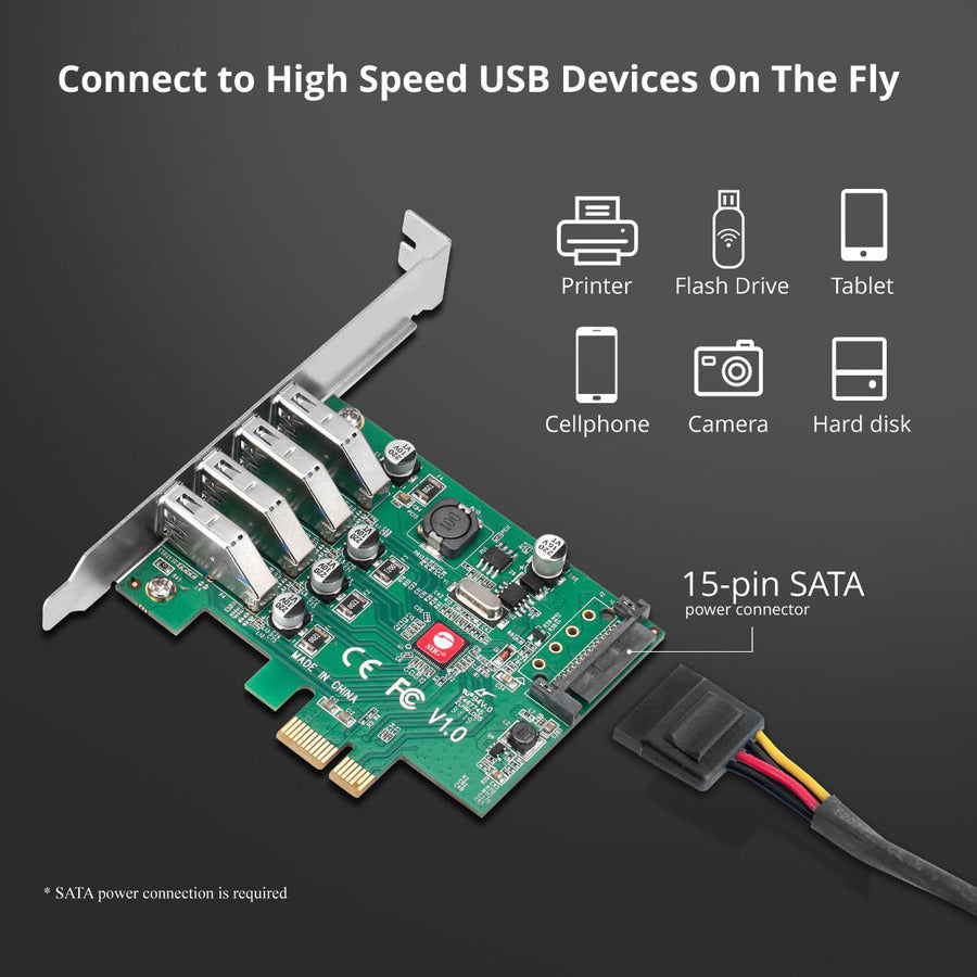 SIIG DP USB 3.0 4-Port PCIe Host Card JU-P40A11-S1