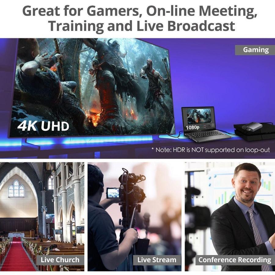 SIIG USB 3.0 HDMI Video Capture Device with 4K Loopout CE-H26H11-S1