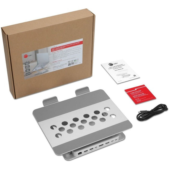 SIIG USB-C Laptop Adjustable Stand w/Dual 4K MST Docking Station CE-MTDK11-S1