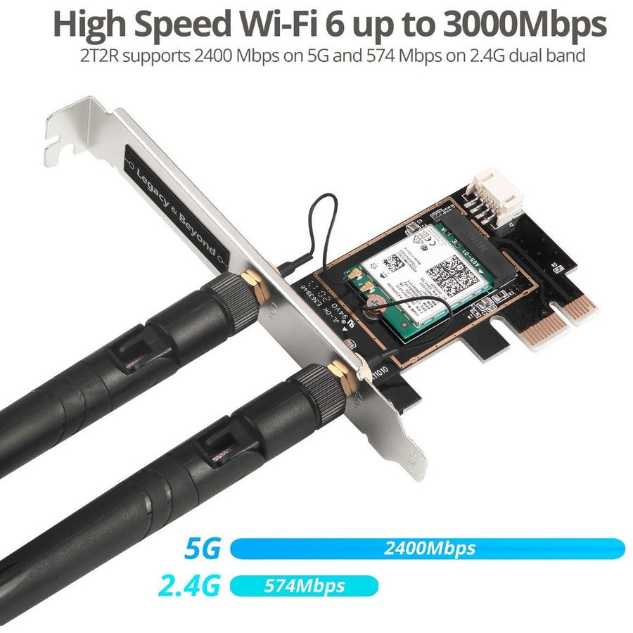SIIG WiFi 6 Dual Band Ethernet PCIe Card - AX3000 - Delivers 80MHz to 160MHz, Ultra-Low