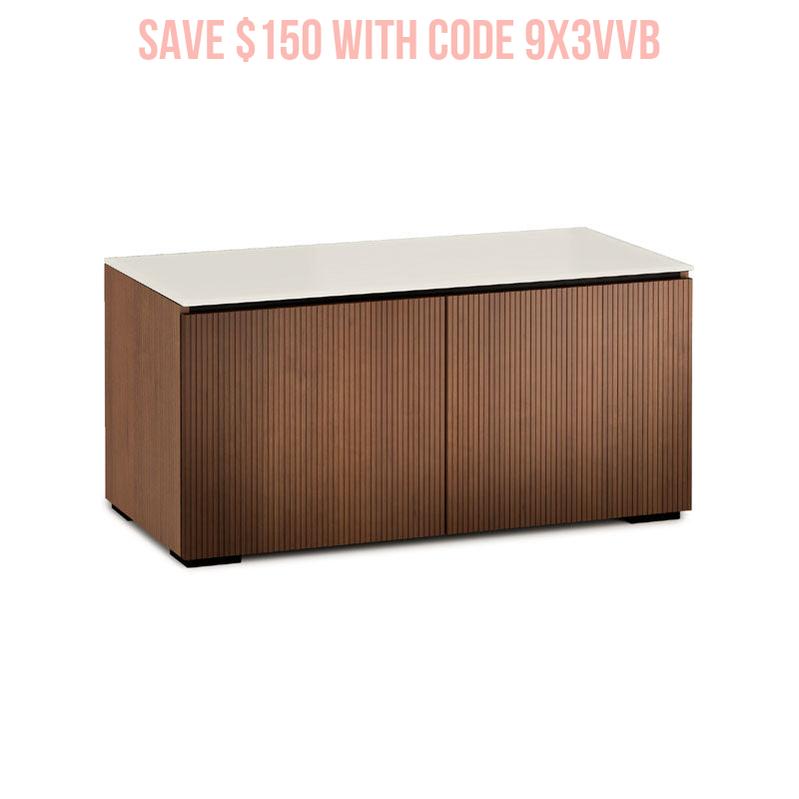 Salamander Manhattan 221 AV Cabinet with Matte Taupe Glass Top, Medium Walnut