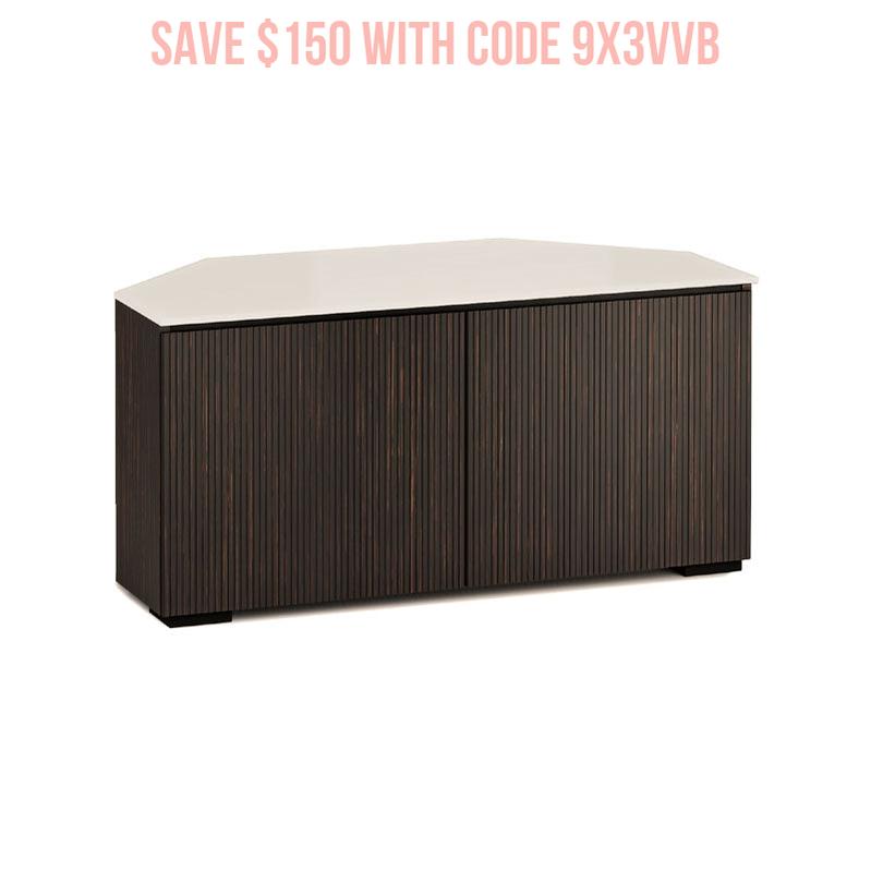 Salamander Manhattan 221 Corner Cabinet with Maro Ebony & Matte Taupe Glass Top