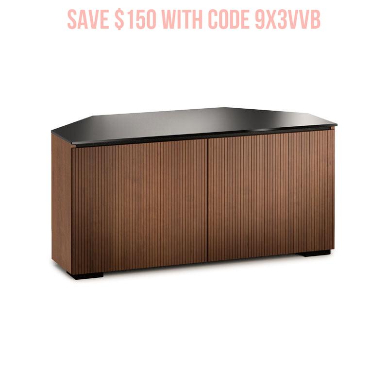Salamander Manhattan 221 Corner Unit with Walnut Doors & Black Glass Top