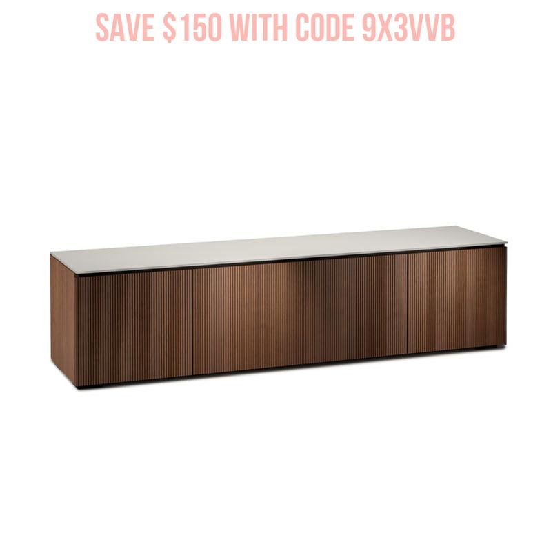Salamander Manhattan 247 AV Cabinet with Matte Taupe Glass Top, Medium Walnut