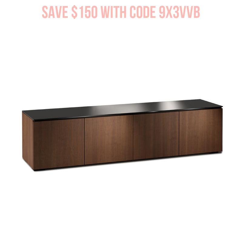 Salamander Manhattan 247 Quad AV Cabinet Medium Walnut Black Glass Top