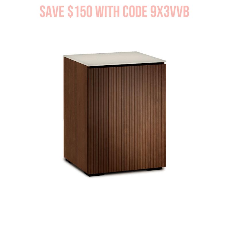 Salamander Manhattan 317 AV Cabinet with Matte Taupe Glass Top, Medium Walnut