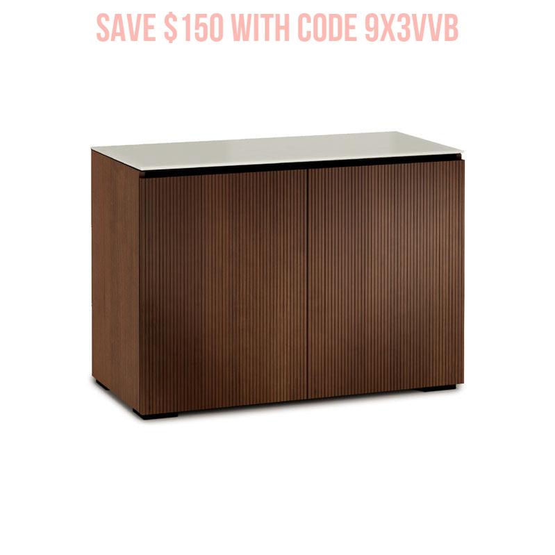 Salamander Manhattan 323 Medium Walnut Cabinet with Matte Taupe Glass Top