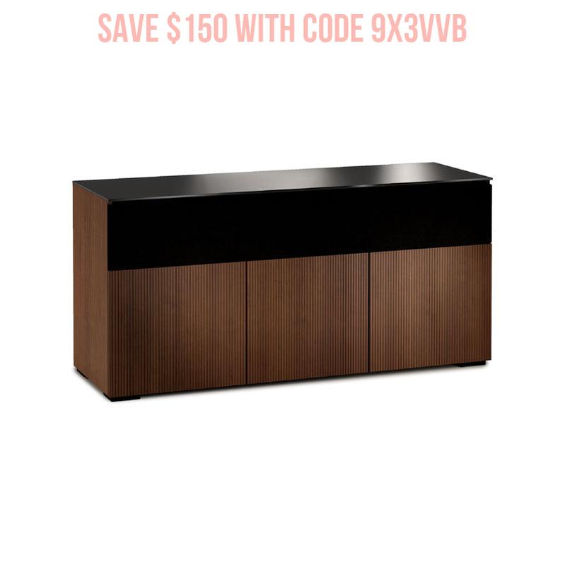 Salamander Manhattan 339 Walnut Cabinet with Black Glass Top for Modern Storage
