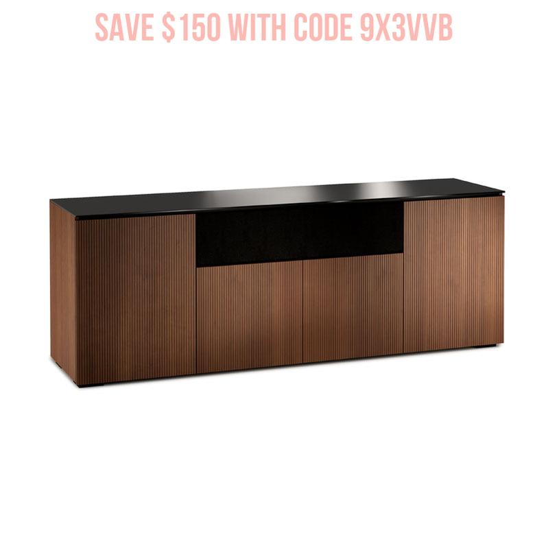 Salamander Manhattan 345 Cabinet with Medium Walnut Doors & Black Glass Top for Stylish Storage