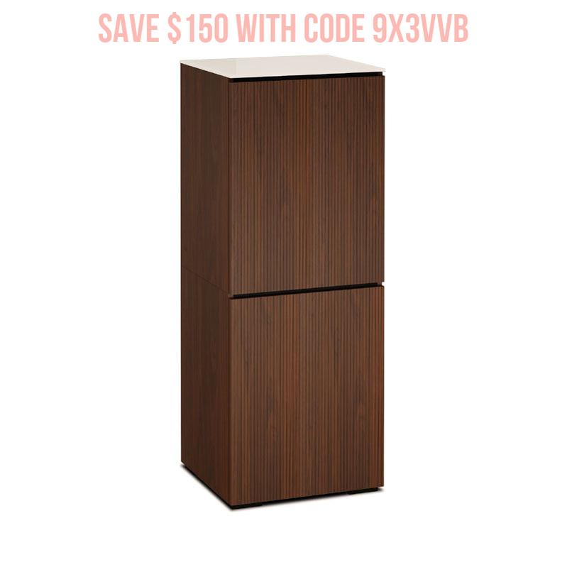 Salamander Manhattan 617 AV Cabinet Medium Walnut with Matte Taupe Glass Top