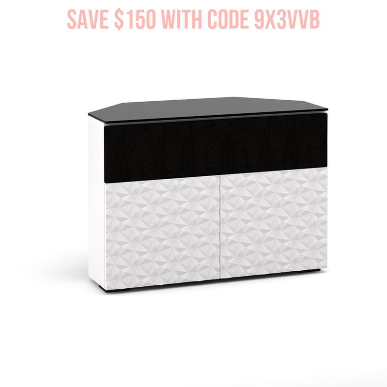 Salamander Milan 329 Corner Media Console White Black Glass
