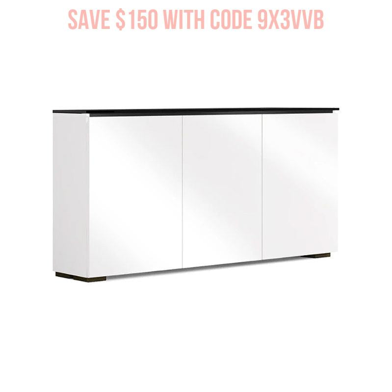 Salamander Milan 337 Low Profile AV Cabinet Gloss White Black Phenolic