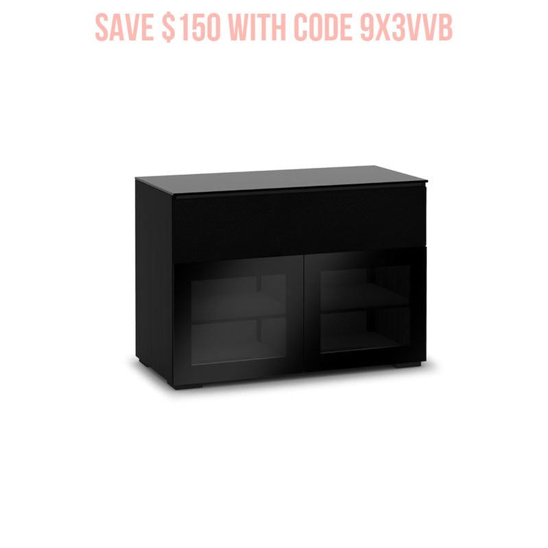 Salamander Oslo 329 Black Glass AV Cabinet with Ventilation