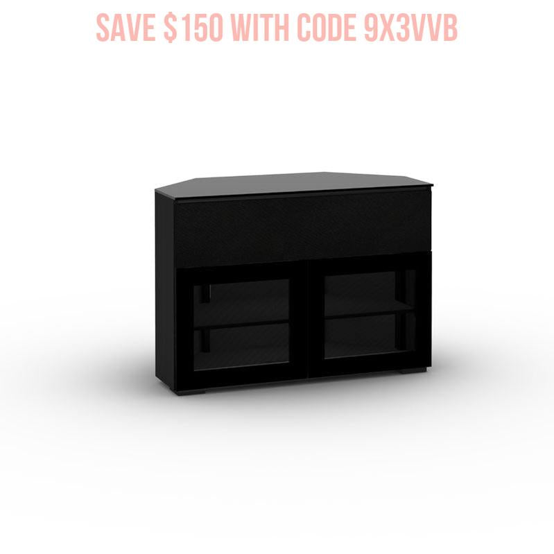 Salamander Oslo 329 Corner AV Cabinet Black Glass – Space-Saving Design