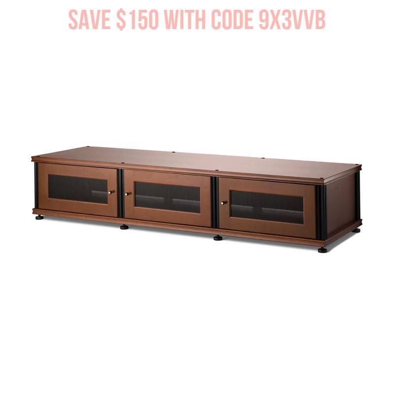 Salamander Synergy 133 AV Cabinet Cherry Black Posts – Modular Media Storage