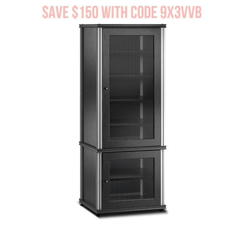 Salamander Synergy 603BO/A AV Cabinet – Black Oak, Aluminum Posts, Home Theater