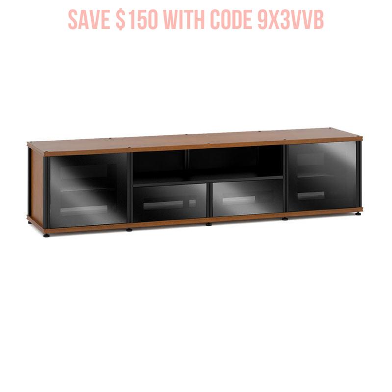 Salamander Synergy Model 243 Media Cabinet – American Cherry & Black Glass