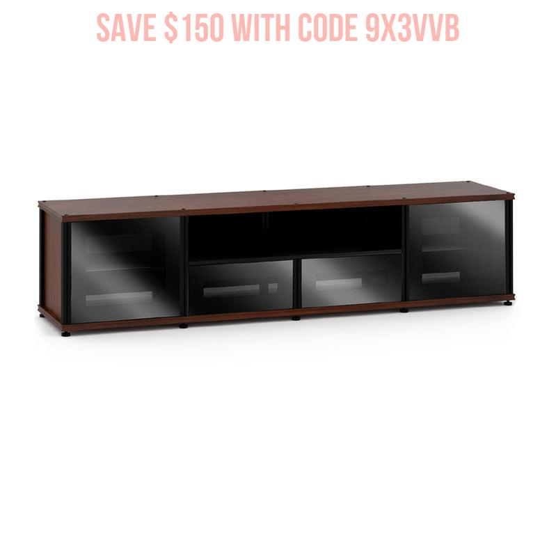 Salamander Synergy Model 243 Media Cabinet Dark Walnut Black Glass